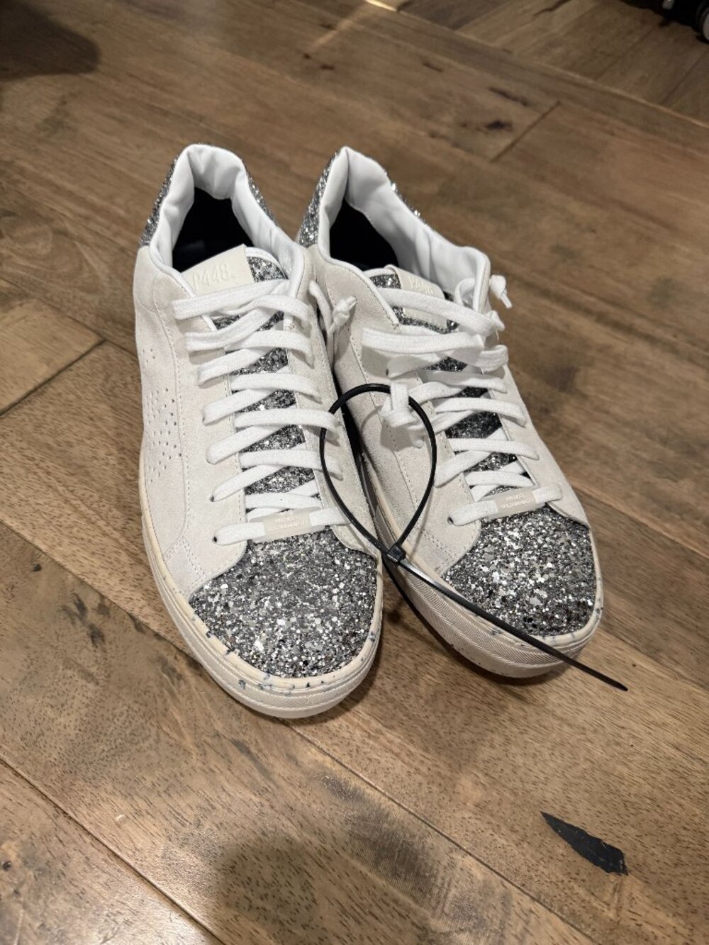 P448 S24THEA-W White/Silver Platform Sneaker Size 42 New with dust bag